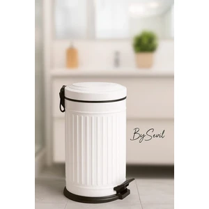 By Sevil Bysevil Vintage 16 Lt Pedallı Çöp Kovası Beyaz / Mutfak Çöp Kovası / Banyo Çöp Kovası