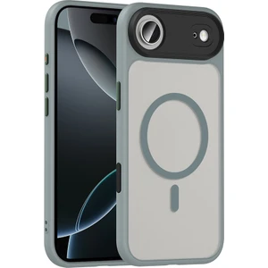 iPhone 17 Air Kılıf Mat Arka Yüzey Wireless Şarj Özellikli Zore Flet M-Safe Kapak - Gri