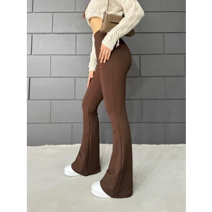 Kadın Esnek Likralı Yüksek Bel Iç Göstermez Krep Toparlayıcı Ispanyol Paça Tayt Pantolon