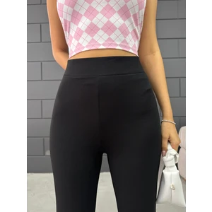 Kadın Esnek Likralı Yüksek Bel Iç Göstermez Krep Toparlayıcı Ispanyol Paça Tayt Pantolon