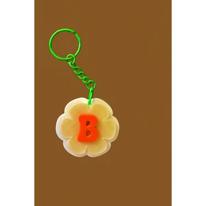 Kişiye Özel Harfli Çiçek Anahtarlık – Istediğiniz Harf Yazılır - Turuncu Harf -Kişiye Özel Hediyelik  & Çanta Süsü