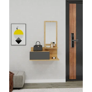 Rozella Çekmeceli Duvara Monte Aynalı Dresuar, Safirmeşe & Antrasit - Rozella