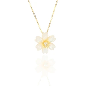 925 Ayar Gümüş Çiçek Zirkon Taşlı Gümüş Kolye (14 Ayar Altın Kaplamalı)