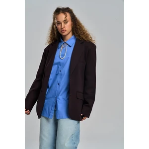 Emma Dikiş Detaylı Acı Kahve Blazer