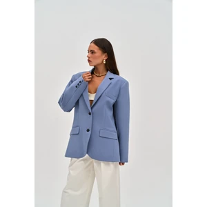 Emma Dikiş Detaylı Mavi Blazer