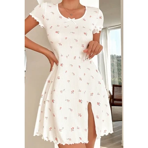 Merry See Yırtmaçlı Kısa Kollu Pijama Gecelik