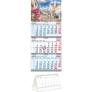 Sticker Art 2026 Büyük Boy Gemici Takvimi Mavi + Sokaklar Piramit Takvimi