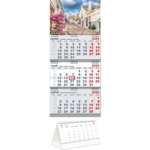 Sticker Art 2026 Büyük Boy Gemici Takvimi Gri + Sokaklar Piramit Takvimi