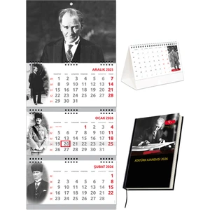 Sticker Art 2026 Atatürk Gemici Takvimi + Atatürk Piramit Takvimi + Atatürk Ajandası Set