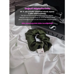 Kadın Saten Toka - Haki Esintisi – Tekli Lüks Lastik Model Scrunchie