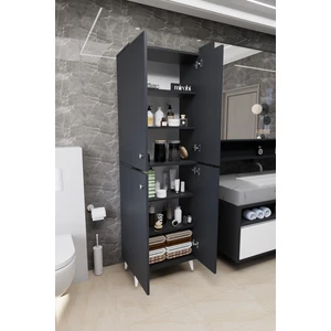 Furex 6 Raflı 4 Kapaklı Çok Amaçlı Banyo Dolabı Antrasit