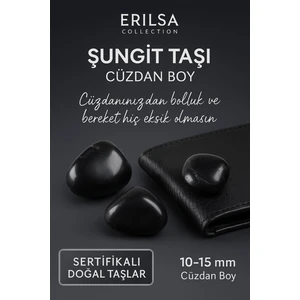Sertifikalı Doğal Şungit Taşı Kütle 10-15 mm – Cüzdan Boy Enerji ve Bereket Taşı
