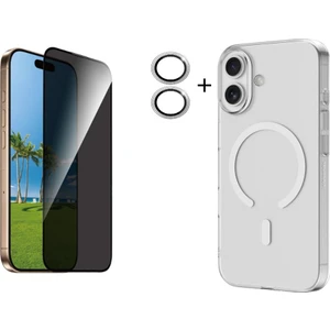 Iphone 17 Şeffaf Mika Magsafe Kılıf + Antistatik Hayalet Ekran Koruyucu + Kamera Koruyucu Gümüş