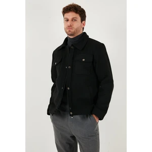 Slim Fit Ceket Yaka Astarlı Kaşe Kaban Erkek Kaban 58400347