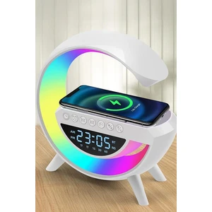 Krizantem LED Işıklı Bluetooth Hoparlör Kablosuz Şarj Radyo Müzik Çalar Saatli Telefon Standı