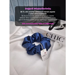 Çocuk Saten Toka - Derin Mavi – Tekli Lüks Lastik Model Scrunchie