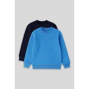 Standart Fit 2li Paket Lacivert-Saks Erkek Çocuk Sweatshirt - 11232