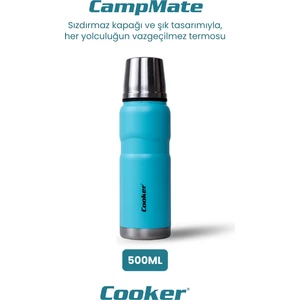 👉 Campmate 500 ml Paslanmaz Çelik Termos | Çift Kat Vakumlu, 12 Saat Sıcak – 24 Saat Soğuk, Sızdırmaz Kapak