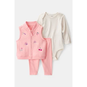 Kız Bebek Pembe Yelekli Set