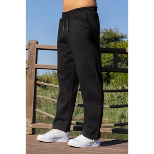 Siyah Erkek 3 Iplik Baggy Şardonlu Eşofman Altı