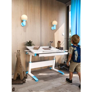 Creo Mobili Sirius Basic Öğrenci Ders Masası Çekmeceli ve Yükseklik Ayarlı Çalışma Masası - 120x75 Cm, Beyaz/Mavi