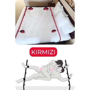 Sex Kelepçesi Bdsm Sınırlama Seti - Çiftler İçin Esaret ve Yatak Aksesuarı - Kırmızı
