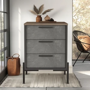 L'occi Concept Darian C 3 çekmece Ofis Keson Etajer Metal Ayaklı Kahve-Beton-Antrasit Gri DR3-CGA