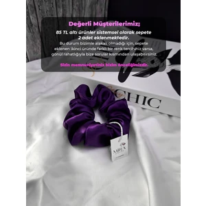Kadın Saten Toka - Mor Tutku – Tekli Lüks Lastik Model Scrunchie