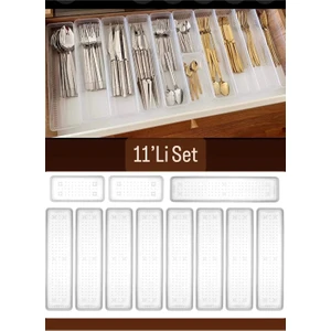Bade 11 Parça 9 2 Çekmece Içi Kaşıklık Mutfak Düzenleyici Organizer Çatal Bıçak Saklama Kutusu
