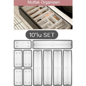 Bade 10'lu Modüler Set 5+5 Kaşıklık Çekmece Içi Düzenleyici Çatal Kaşık Düzenleme Organizeri