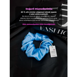 Kadın Saten Toka - Mavi Inci – Tekli Lüks Lastik Model Scrunchie