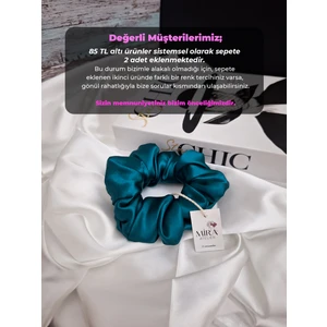 Kadın Saten Toka - Mavi Aura – Tekli Lüks Lastik Model Scrunchie