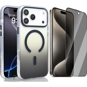 iPhone 17 Pro Max Kılıf M-safe Şarj Özellikli Transparan Renk Geçişli Zore Toros Kapak + Hayalet Ekran Koruyucu