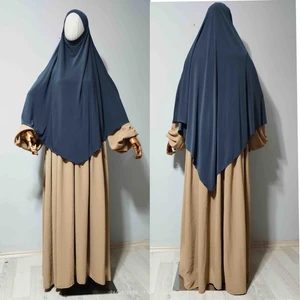 Maksi Boy Sandy Sufle Khimar Hazır Hijab Eşarp Füme
