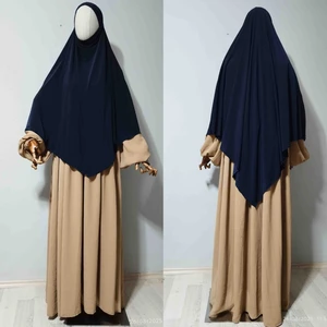 Maksi Boy Sandy Sufle Khimar Hazır Hijab Eşarp Lacivert