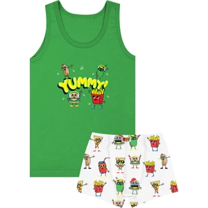 Erkek Çocuk Atlet Boxer Likralı Yeşil Yummy (%96 Pamuk - %4 Elastan)