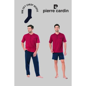 Erkek Bordo Çeyizlik Penye 3'lü Pijama Takımı (1 Çift Çorap Hediye) R.o.5.3.z.e.7.0.l.t.