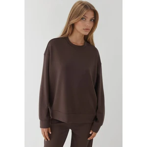 Kadın Modal Touch Basic Sweatshirt Brown