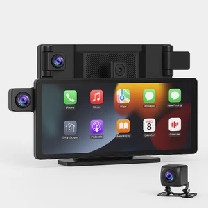 3 Kameralı Carplay & Android Auto Dokunmatik Araç Kameralı Multimedya Ekran – 2k Ön + 1080P Arka/iç Kamera, Gps Navigasyon, Eşzamanlı Bölünmüş Ekran, Sesli Komut & Bluetooth