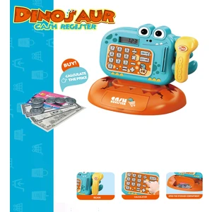 Pilli Işıklı Sesli Yazarkasa Dokunmatik Tuşlu Dijital Ekranlı Oyuncak Yazarkasa Dinozor