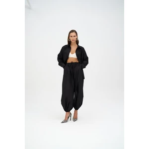 Velora Siyah Poplin Şalvar Pantolon