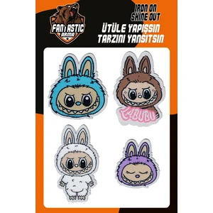 Fantastıc Arma Ütü ile Yapışan Dokuma Arma, Labubu Karakter Arma Seti – 4’lü Patch Yama (Kıyafet & Çanta Süsleme)