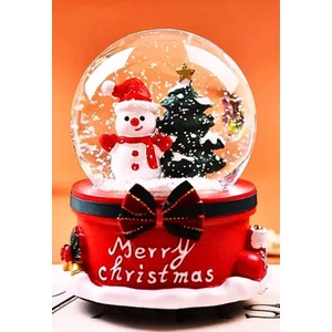 Mega Boy 2025 Yılbaşı Hediyesi Noel Kardan Adam Temalı Kar Püskürtmeli Motorlu Işıklı Müzikli  Kar Küresi 16 Cm- 17B