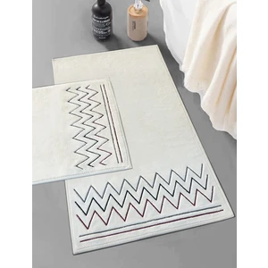 Zikzak Nakışlı Pamuklu Banyo Paspası, Kaymaz Tabanlı Yıkabilir