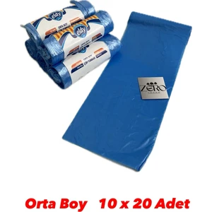 Mavi Orta Boy Çöp Poşeti 55X60 cm – 10 Rulo / 200 Adet