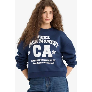 Regular Fit Bisiklet Yaka Baskılı Sweatshirt E8746AX25WN