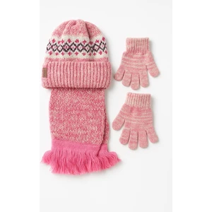 4-8 Yaş Kız Çocuk Sıcak Tutacak Triko Atkı Bere Eldiven Takımı