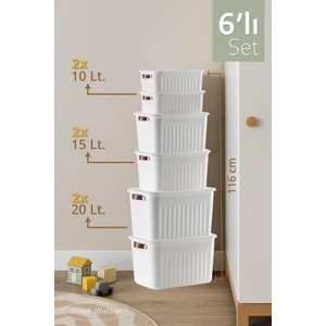 Trend Maison Oyuncak Dolabı  Kapaklı Saklama Kutusu, Çok Amaçlı Düzenleyici, Banyo Mutfak Organizer 6'lı