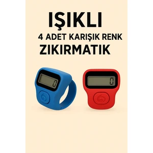 Hediyelik Işıklı Zikirmatik – 4 Adet Karışık Renk Kutulu Dijital Yüzük Tesbih Sayaç