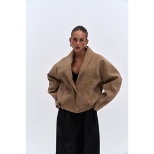 Bandera Koyu Bej Unisex Bomber Ceket